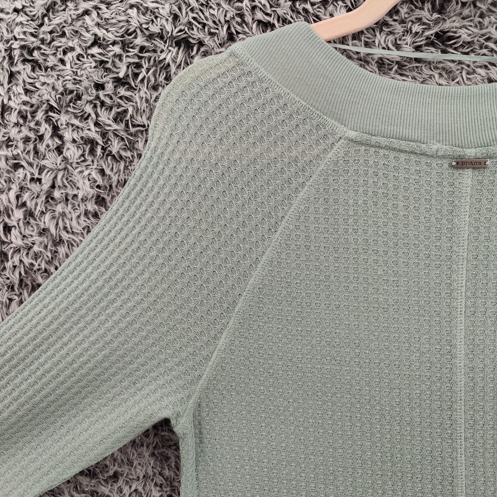 prAna Women Gorpcore Athleisure Sheeba Waffle Knit Top L Sage Green Thermal Cozy - Picture 13 of 16